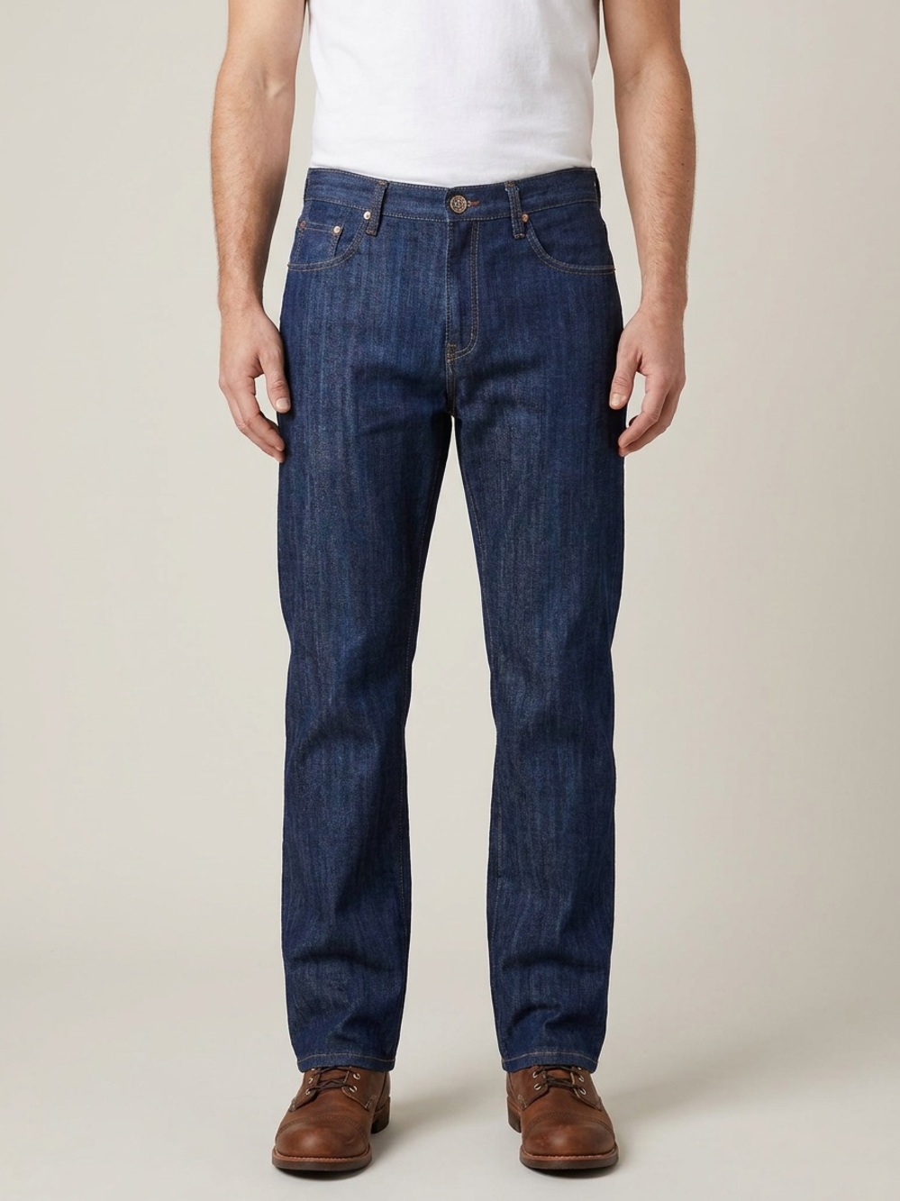 FUSAI Vintage Y2K Straight Leg Jeans Dark Wash Denim Made in Korea 34x30